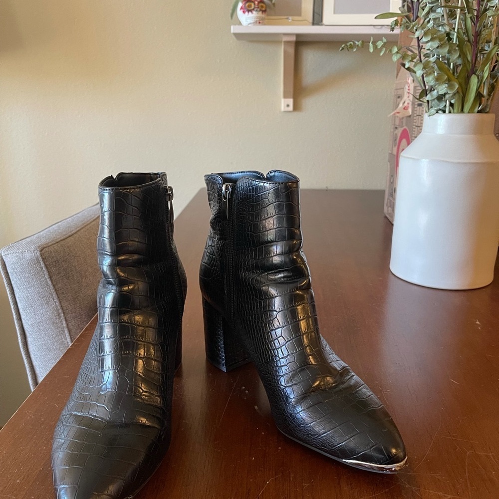 Snake skin booties